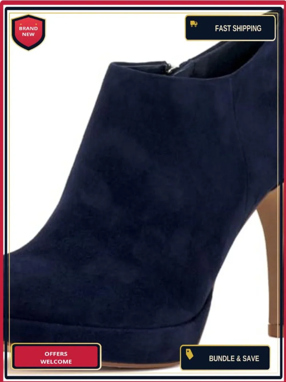 Vince Camuto Elvin Suede Platform Bootie Almond Toe Zipper Ankle Boots